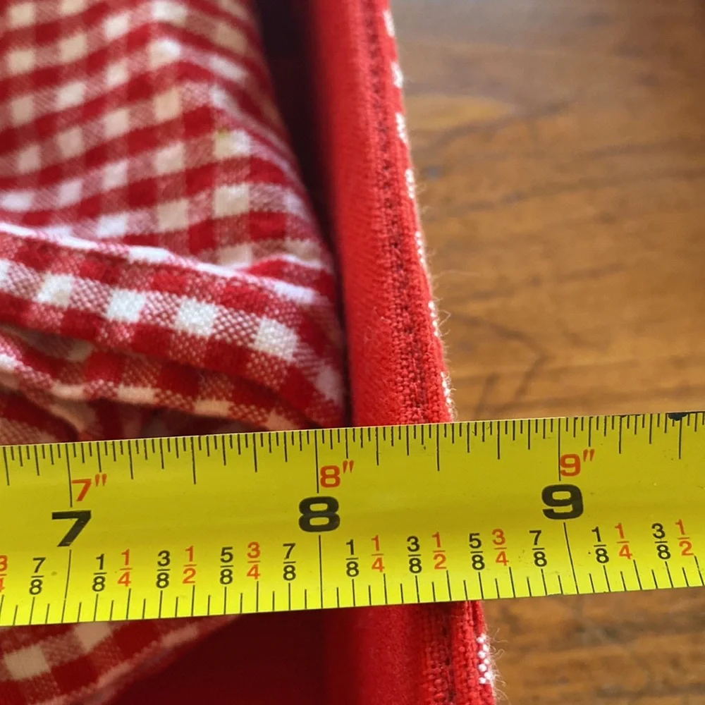 Sur La Table lot of 2 red & white gingham check flexible baskets with liners